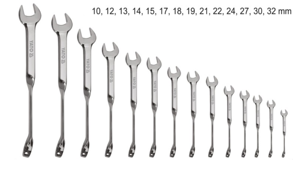 YATO professional twisted combination spanners set 14 pcs sizes 1-32mm ...