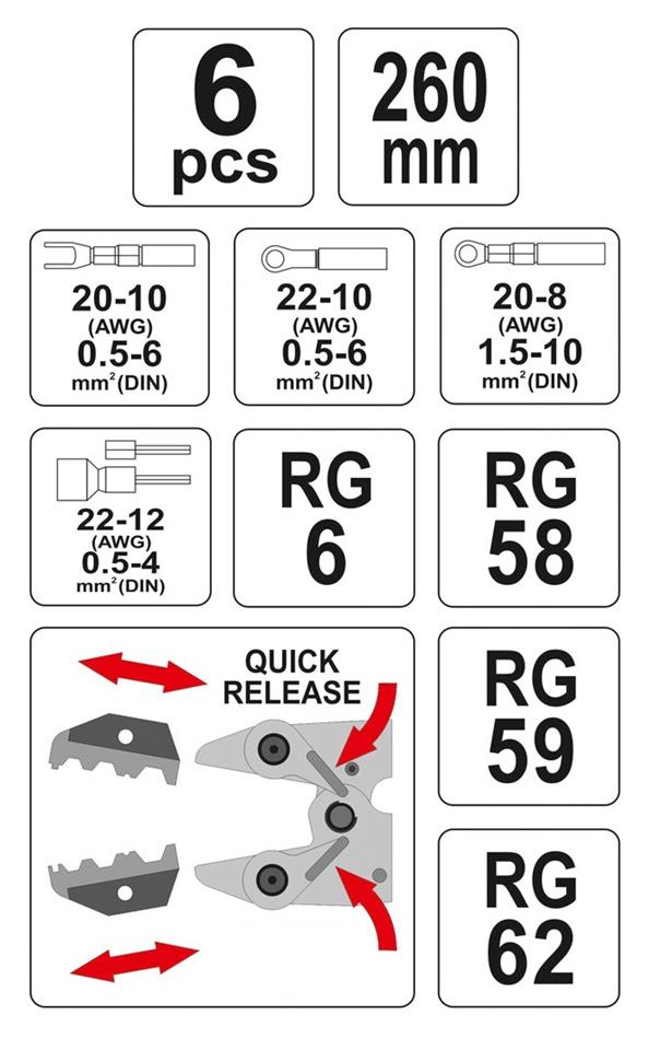 YATO YT-2245, professional electricians ratchet crimping tool set quick ...