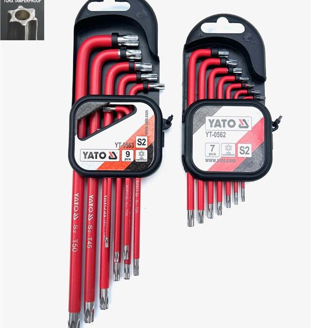 YATO torx tamperproof security keys set 16pcs short and long, S2 Steel with hole