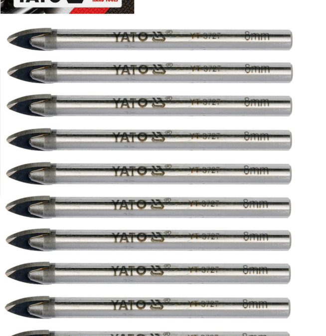 10 x YATO professional glass drill bits 8mm,  YG6X tip, 79mm long
